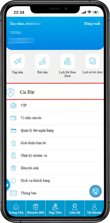 Bước 2 : Chọn Cài Đặt