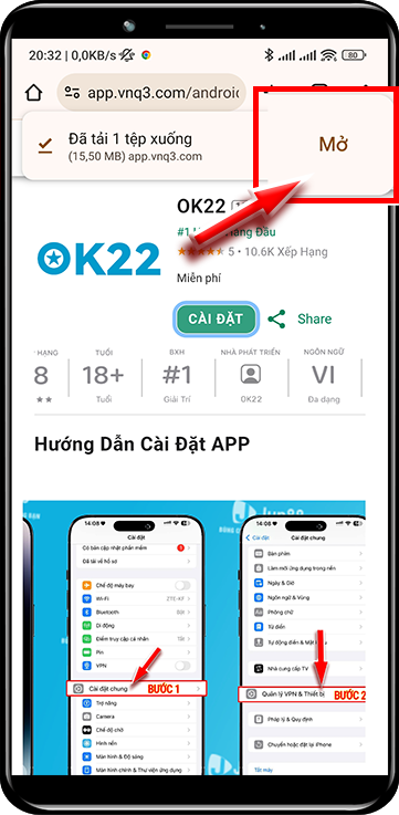 Bước 4: Chọn MỞ TỆP