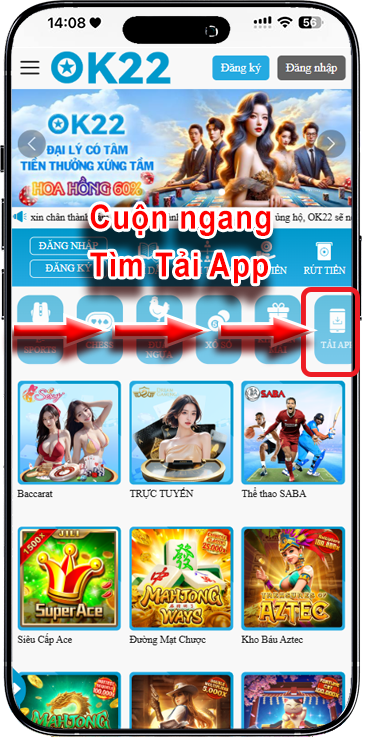 Bước 1: Tại trang chủ Jun88 » Chọn Tải APP