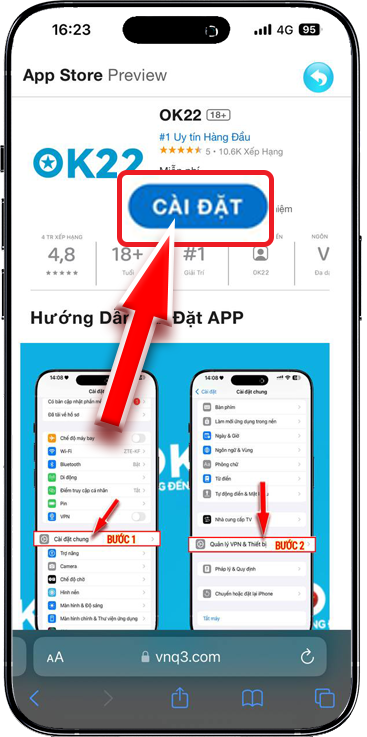 Bước 1: Tại trang chủ Jun88 » Chọn Tải APP