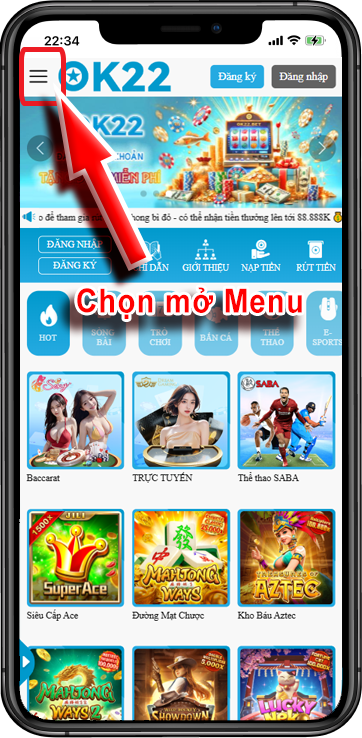 BƯỚC 1 : Ở Mục Trang Chủ Chọn Casino