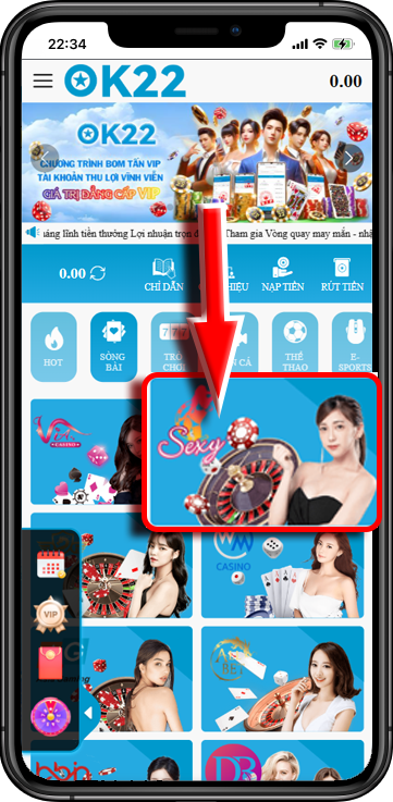 BƯỚC 2 : Vào Chọn Sảnh Sexy