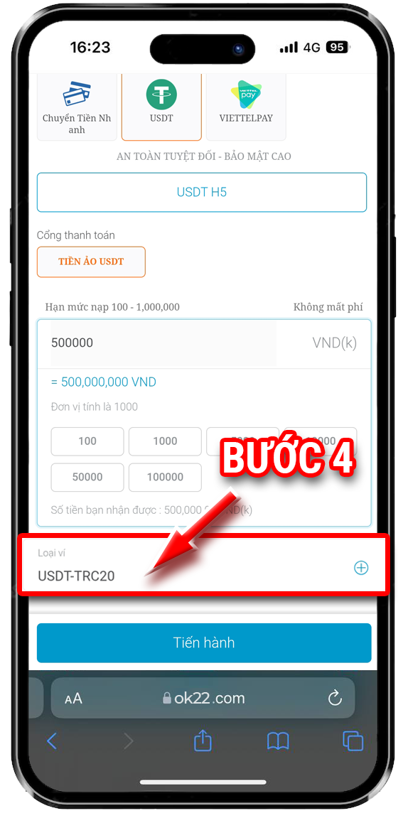 Bước 4: Sao chép thông tin hoặc quét mã để chuyển khoản.
