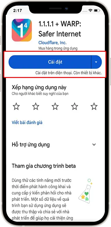 Bước 2 : Tải ứng dụng về điện thoại được xếp hạng đầu tiên.